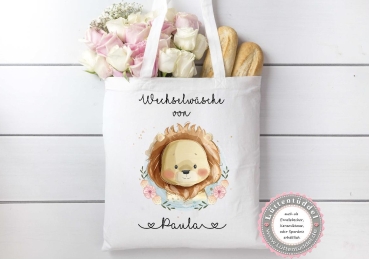 süße Tasche Löwe Wechselwäsche Wechselkleidung (personalisiert) für Kindergarten  Wunschname KITA Kindergarten Einschulung Lüttentüddel®